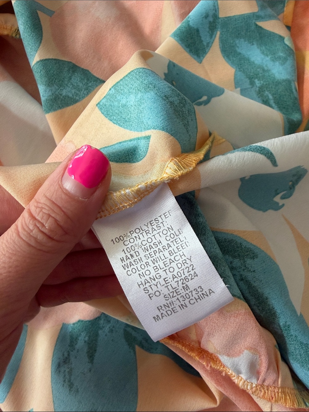 Boutique Orange Floral Maxi Dress with Teal Leaves - Picture 7 of 8